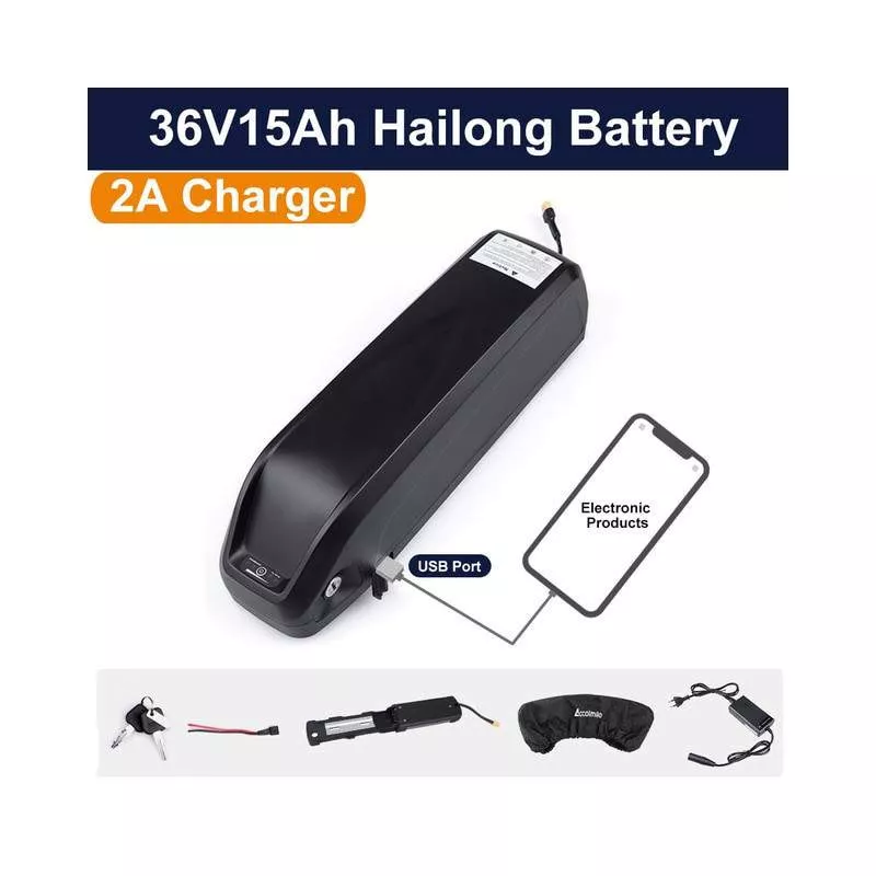 Batterie tube vélo électrique, 36/48/52V Expédié De France Ref batterie  36V15Ah Hailong 2A Charger