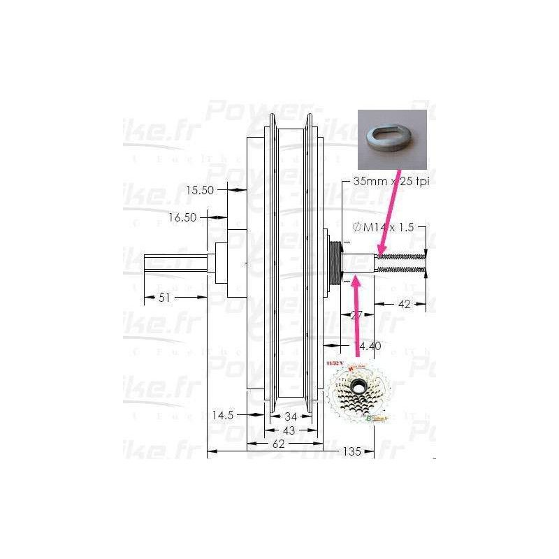 Rondelle d'espacement pour vélo électrique axe 14mm  2
